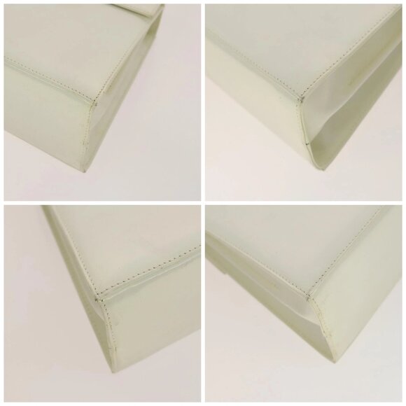 Salvatore Ferragamo Gancini Hand Bag Leather 2way White Gold Auth 134575 - Picture 15 of 16